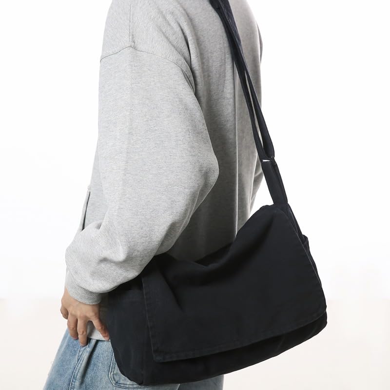 Canvas Messenger Bag Large Messenger Bags for Women Men Casual Canvas Crossbody Shoulder Bag with Multiple Pockets2