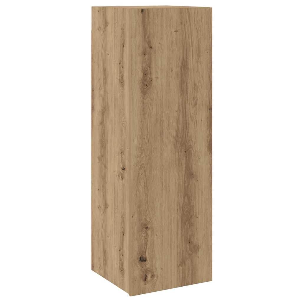 6-Piece Wall Mounted TV Stand Set, Artisan Oak Engineered Wood | Features adjustable shelves and storage compartments, providing a space-saving media center for living rooms.