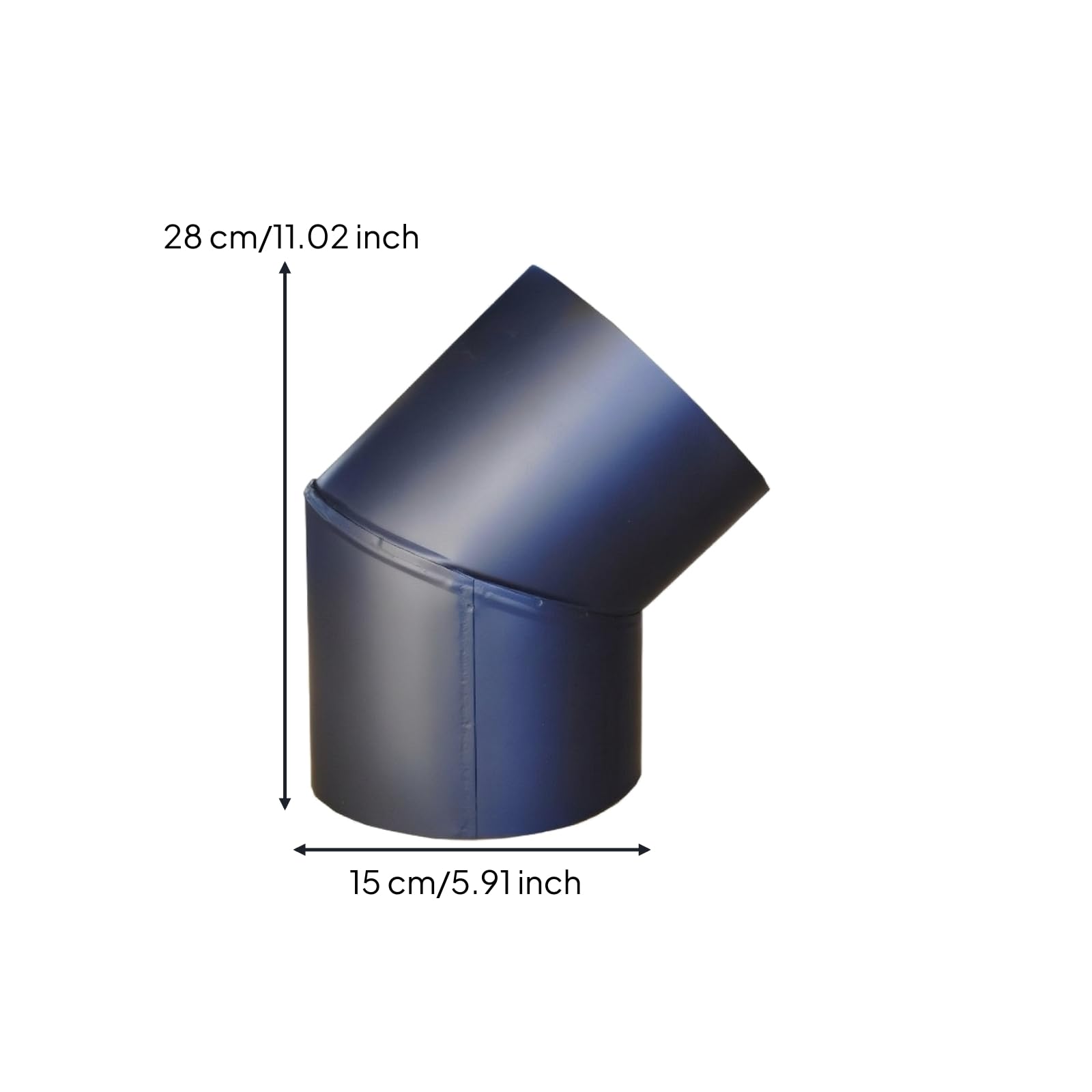 Codo para Tubería en Acero Inoxidable con Costura Visible y Acabado Negro Termorresistente para Conexión l Conducto Principal Acuado, 150MM