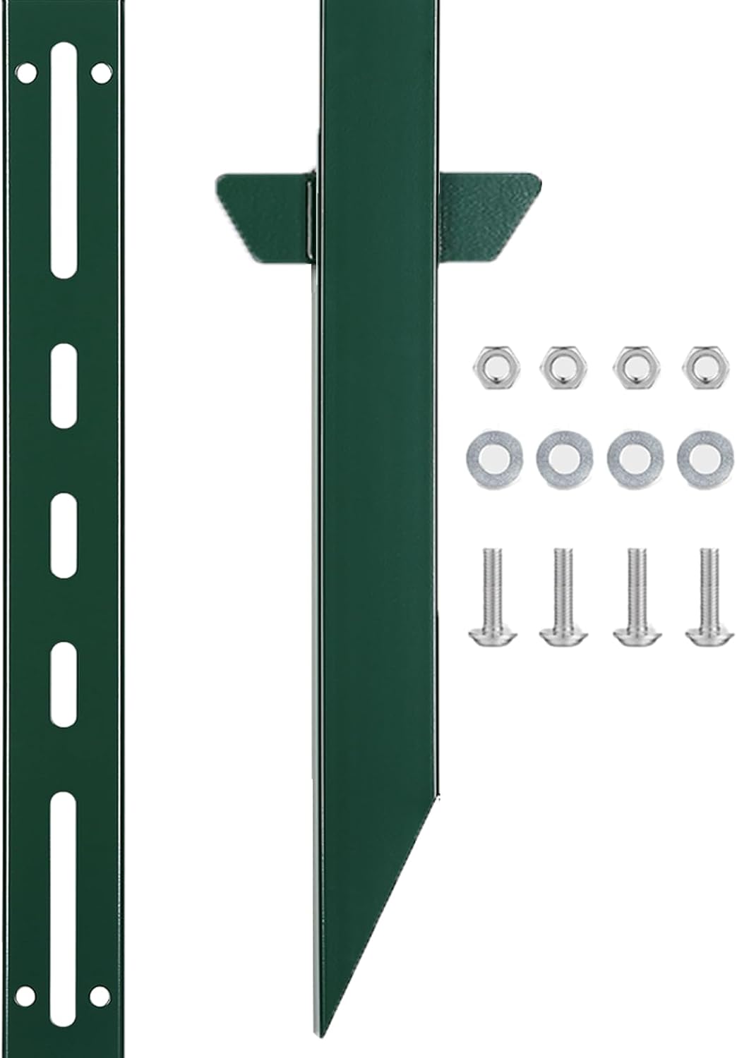 6 Ft Heavy Duty Steel Sign Post, Square Ground Stake for Yard, Street Signs | with Mounting Hardware & Tool | Anti-Rust Baked Enamel Finish(Green)