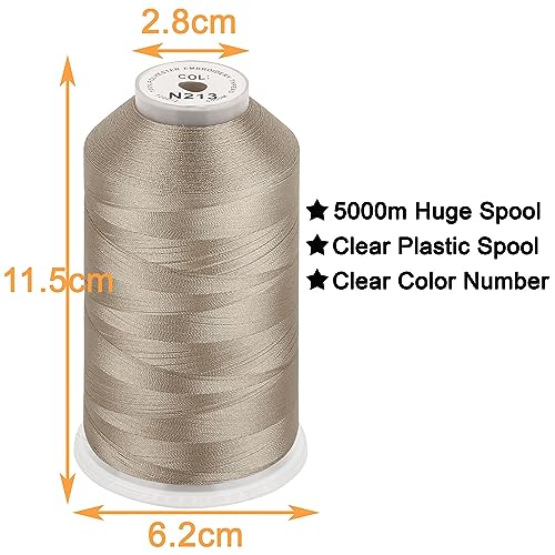 Image of New brothread - Single Huge Spool 5000M Each Polyester Embroidery Machine Thread 40WT for Commercial and Domestic Machines - Beige(Janome Color)