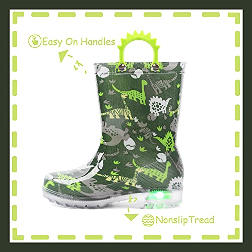 Image of Outee Toddler Kids Adorable Lightwight Waterproof Rain Boots Light Up by Steps