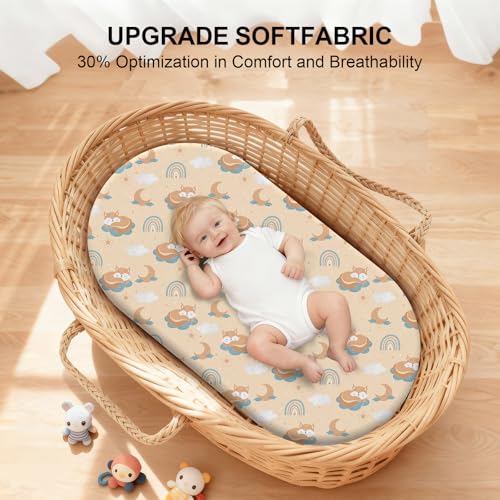 Image of Baby Bassinet Sheets for Baby Boy Girls,4-Pack Fitted Bassinet Sheets Set Compatible with Halo Bassinest Swivel Sleeper,Baby Delight,Angelbliss, 32 inchX16 inch (Animal World)