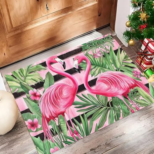 Tapis porte d'entrée grand format 90x150cm rose anti-glisse