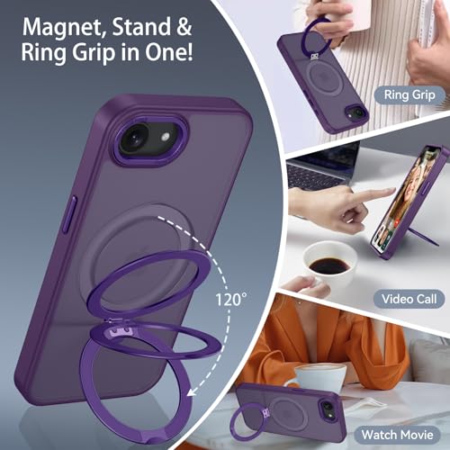 Coque Magsafe iPhone 16E antichoc intégrale avec béquille violette - 2