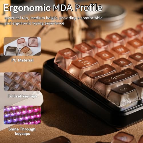 Image of dagaladoo Clear keycaps Set,Translucent Keyboard keycaps,Jelly Key caps | Shine Through keycap,MDA Profile Custom keycaps for Mx Switches Mechanical Keyboard(Gradient Brown,115-keys)