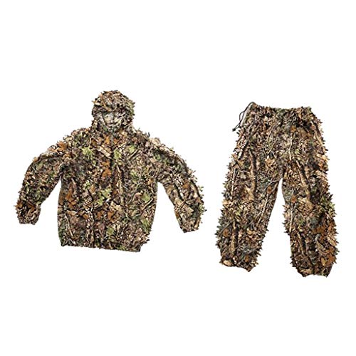 Fancyes 3D Deixa Camuflagem Tática Camuflagem Roupa de Acampamento Fato Ghillie Woodland Jungle - Ad