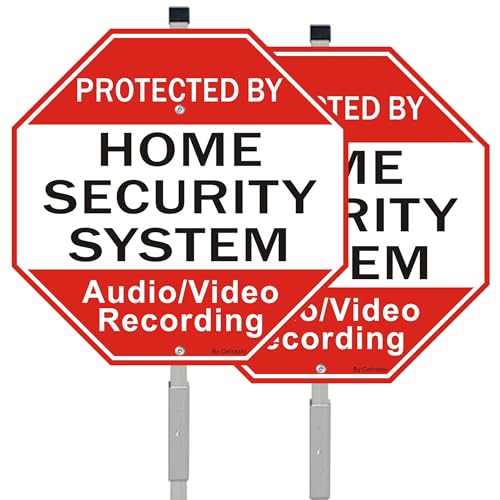 2 Pack Protected By Home Security System Signs, with 36