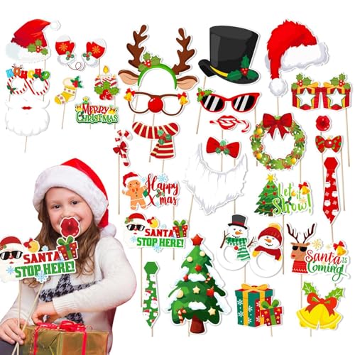 Accesorios para selfies navideños, accesorios para fotos navideñas, juego de 30 kits de paneles de colocación de Navidad, divertidos kits de paneles de colocación de Navidad, paneles de selfie para