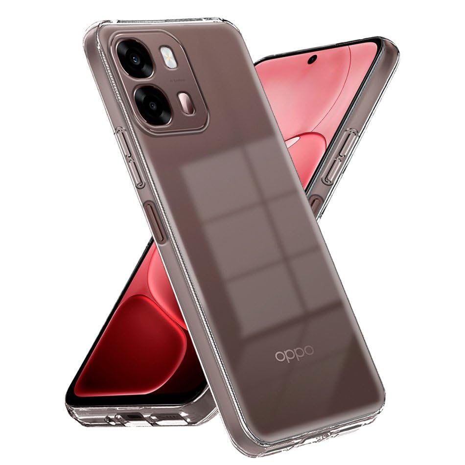 Image of Fashionury Crystal Clear Case for Oppo A6 Pro 5G | Yellowing Resistance | Transparent TPU Silicone | Raised Camera Lips | Slim Transparent Cover