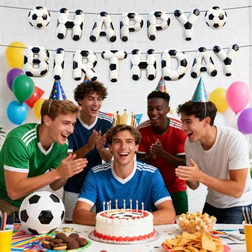 Image of Sport Birthday Banner, 3D Sport Theme Happy Birthday Banner (Soccer)