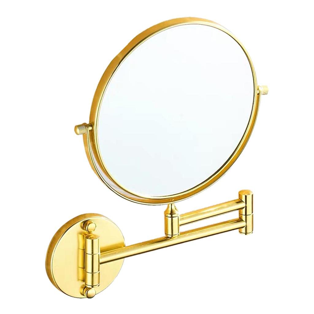 Obrotowe lusterko do makijażu o 360 stopni z 3-krotnym powiększeniem, kosmiczny materiał aluminiowy, nierdzewne i idealne do codziennego makijażu i golenia, matowe złote - złote