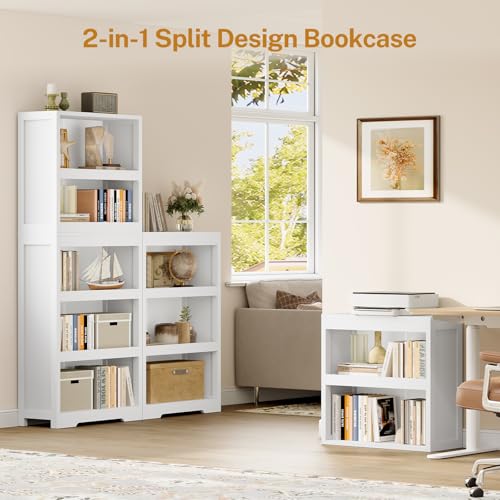 Image of TEENFON 64.2 inch Bookcase, 5-Tier Open Bookshelves and Bookshelf, Freestanding Display Storage Shelves with Storage Cabinet for Bedroom, Living Room and Office