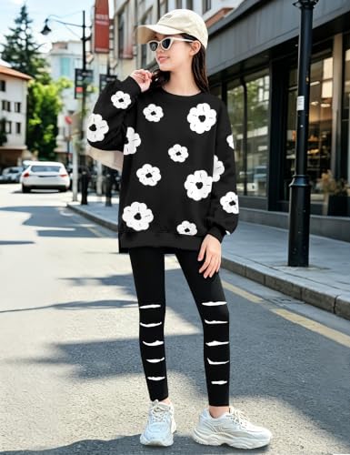 Image of Girls Clothes, Girls Outfits Tie Dye Sweatshirt Tops and Leggings Sweatpants 2 Piece Fall Winter Clothes Set 6-16T