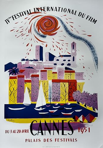 Affiche Festival de Cannes 1951 AM Rodicq impression d art 50x70cm decoration interieure chic