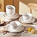 KINGSTONE Bone China Dinnerware Sets, 18-Piece Dinnerware Set for 6, Lightweight Durable, Microwave and Dishwasher Safe, Tableware for Daily Use with Elegant Design, White