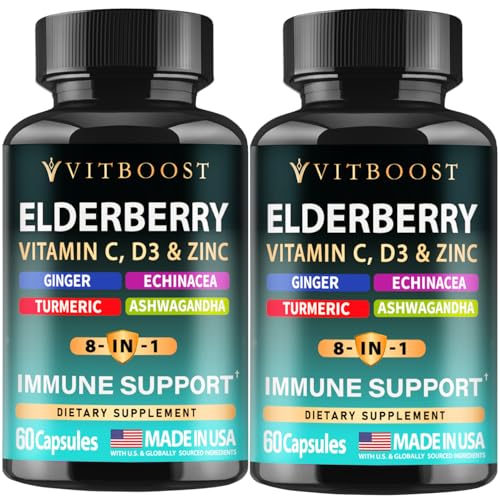 Image of Immune Support Supplement 8 in 1 with Vitamin D 5000 IU - 2 Pk 60 CT Each