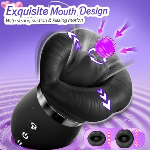 Image of Vibrator Adult Sex Toys for Women - Sovokn 5IN1 Mouth Sucking Vibrator Rose Sex Toy, 10 Tongue Licking, 3 Auto & 1 Manual Sucking Adult Toys New APP, Anal Clit Nipple Vibrators Female Couples Sex Toys