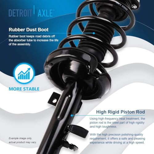 Image of Detroit Axle - Front Knuckles Struts Kit for Ford 2012 2013 Focus, 2 Steering Knuckles with Wheel Hub Bearing Assembly 2 Struts and Coil Spring 2 Sway Bar End Links Replacement Suspension Kit