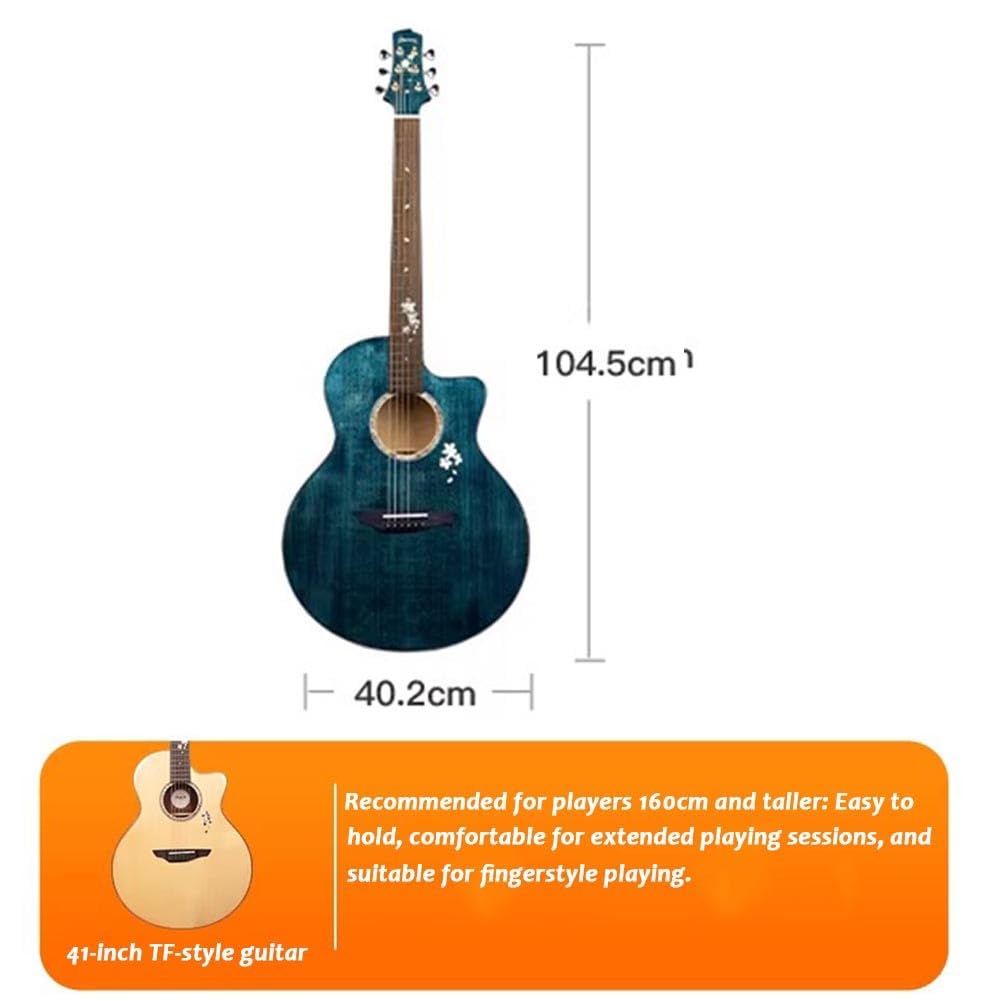 Kit Chitarra Acustica Per Principianti Da 41 Pollici, Chitarra Folk A 6 Corde In Legno Con Custodia Morbida Per Adulti, Studenti E Appassionati Di Musica(Blu)
