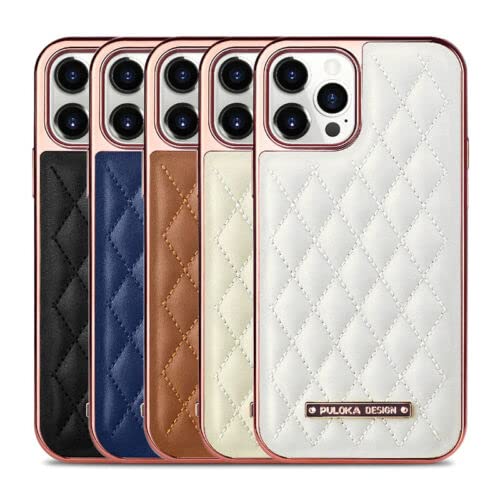Image of PULOKA iPhone 11 Pro Max Leather Back Cover Royal Diamond Pattern with Electroplated Cover Compatible for Apple iPhone 11 PRO MAX 6.5 inchinch - Pink
