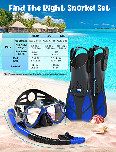 image for Zenoplige Mask Fins Snorkel Set, Snorkeling Gear for Adults, Panoramic