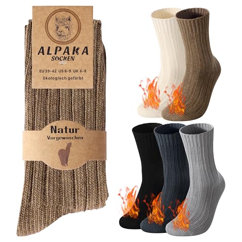 Belloxis Alpaka Socken Damen 39-42 Alpakasocken Kuschelsocken Damen Herren Thermosocken Warme Wollsocken 39-42 Wintersocken Dicke Socken Stricksocken Socks