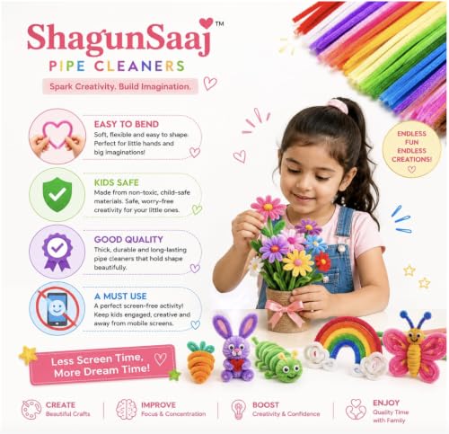 Image of ShagunSaaj Pipe Cleaner for Bouquet DIY Craft Flowers Kit - Fuzzy Chenille Stems & Fluffy Sticks for Arts & Crafts, Creative School Projects, Kids Craft Supplies, Home & Party Decor (Sky Blue)