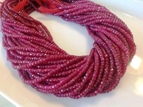 Ruby micro faceted rondells perles 3-4mm rang de 13 inches pour bijoux - 4