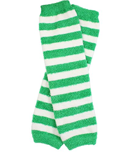 juDanzy soft chenille cozy baby & toddler leg warmers for boys or girls (Newborn (up to 12 pounds), green & white)