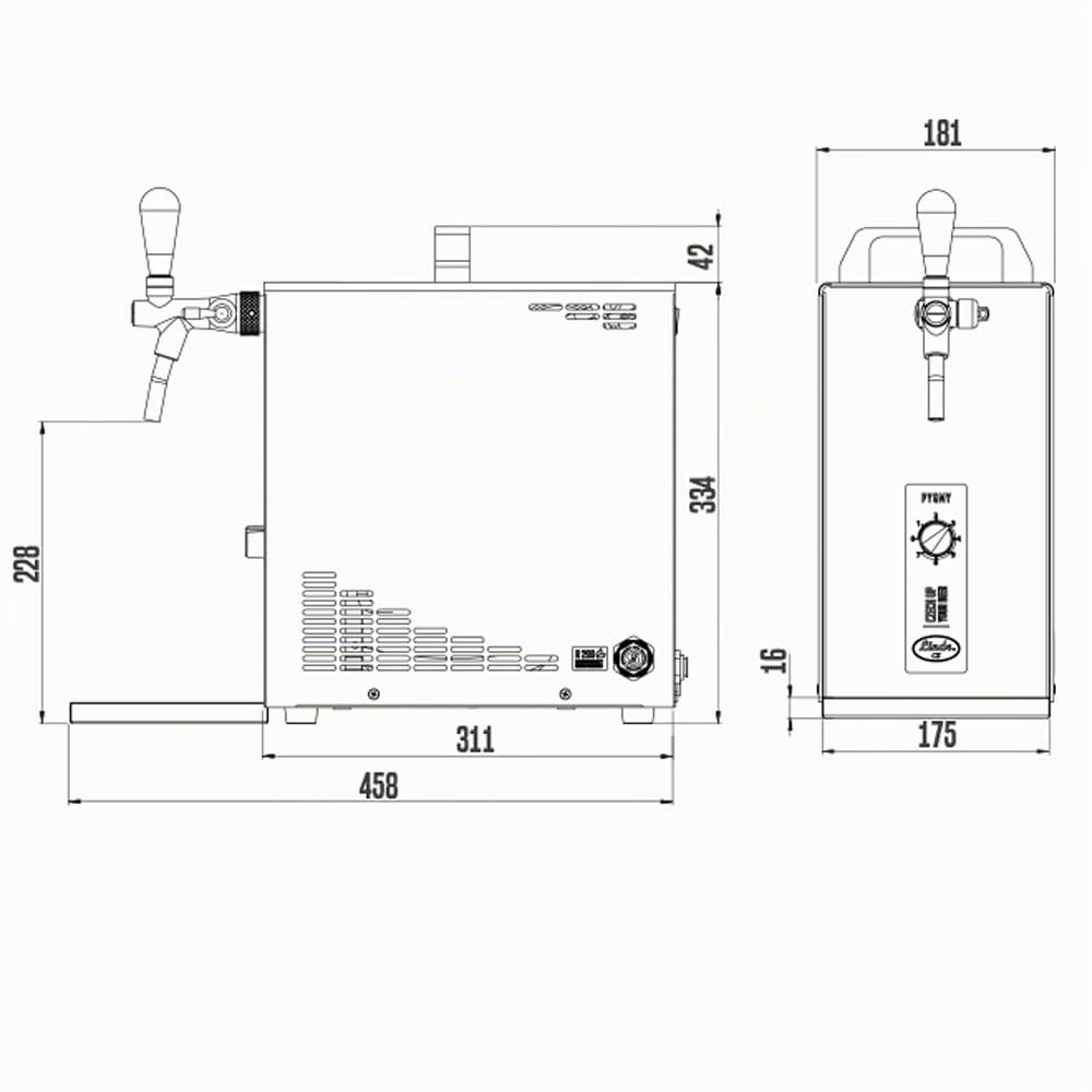 Spillatore Birra PYGMY 25, Dispenser Birra, Macchina per Birra 1-Linea, con Attacco 5/8 - Green Line