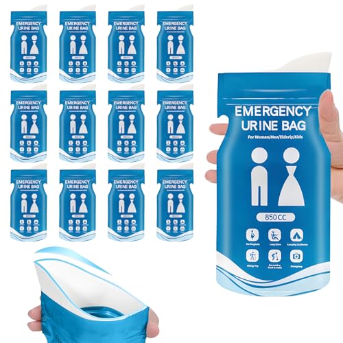 ZOCONE 12 Stück Einweg Urinbeute, 850ml Tragbarer urinbeutel für unterwegs Frauen und Männer, Outdoor Notfall Toilette Super Saugfähige Urinbeutel, Urinal für Campingreisen, Staus, Auto Reisen
