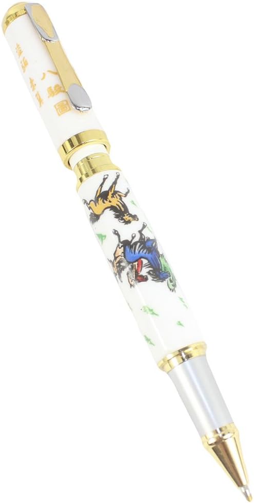 Gullor Chinese Traditional White Porcelain Eight Horse Picture Rollerball pen