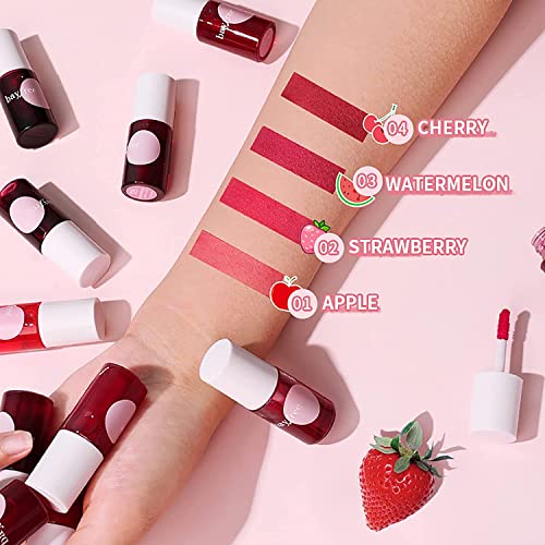 Fvquhvo Lightweight Lip Tint Stain Set - Mini Liquid Lipstick Kit,Watery And Moisturizing Lip Stain, Long Wearing Lip Tint,Easy Application Tinta Para Labios,3-In-1 Lip Makeup(Pack Of 4 Colors) #TOP2