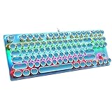 Gaming Keyboard Wired Punk Mechanical Blue Shaft ABS Injection 87 Keys Round Keycap USB Universal for Office,Blue