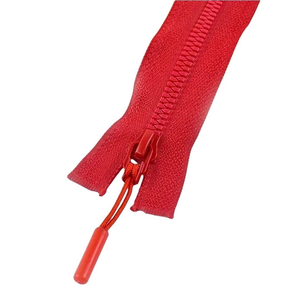 DIY Craft Zipper 2pcs Resin Zippers No.5, Length 15-25cm Close-End/40-80cm Open-End Lightweight for DIY Sewing(Red,60cm)