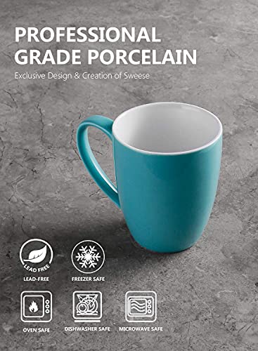 Sweese 611.002 Porcelain Mugs - 12 Ounce For Coffee, Tea, Mocha And Mulled Drinks - Set Of 6, Hot Assorted Colors #TOP2