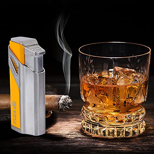 Cigar Cutter Stainless Steel Cigar Lighter Triple Flam 3 Jet Flame Lighter, Gas Lighter Refillable Lighter, Birthday, Best Man， Gift For Father Men #TOP4