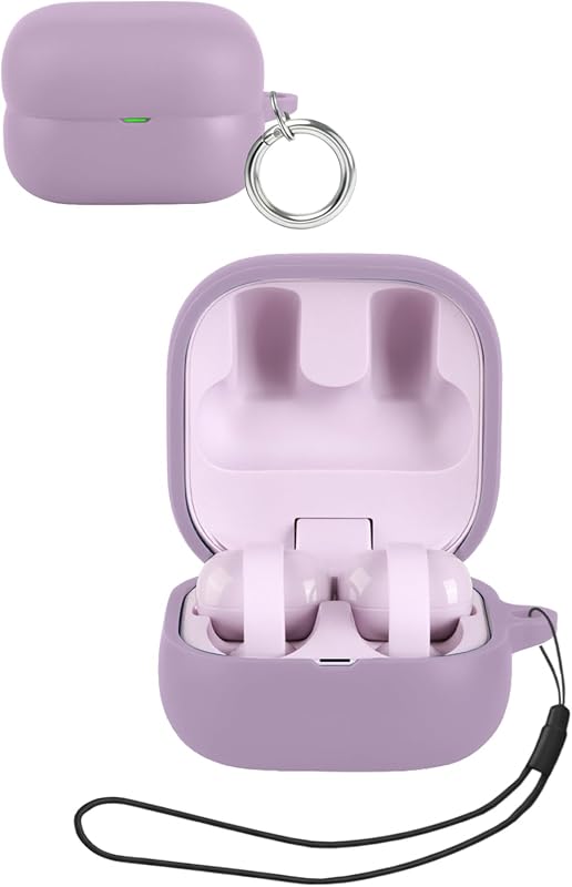 Funda para auriculares Sony LinkBuds Clip, diseño de silicona suave que absorbe los golpes, incluye llavero y cordón, no afecta la carga, color morado