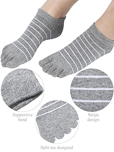 Image of Sintege 5 Pairs Stripe Toe Socks Women Colorful Finger Sock with Toes Separated Ankle Socks for Athletic Running Women Men