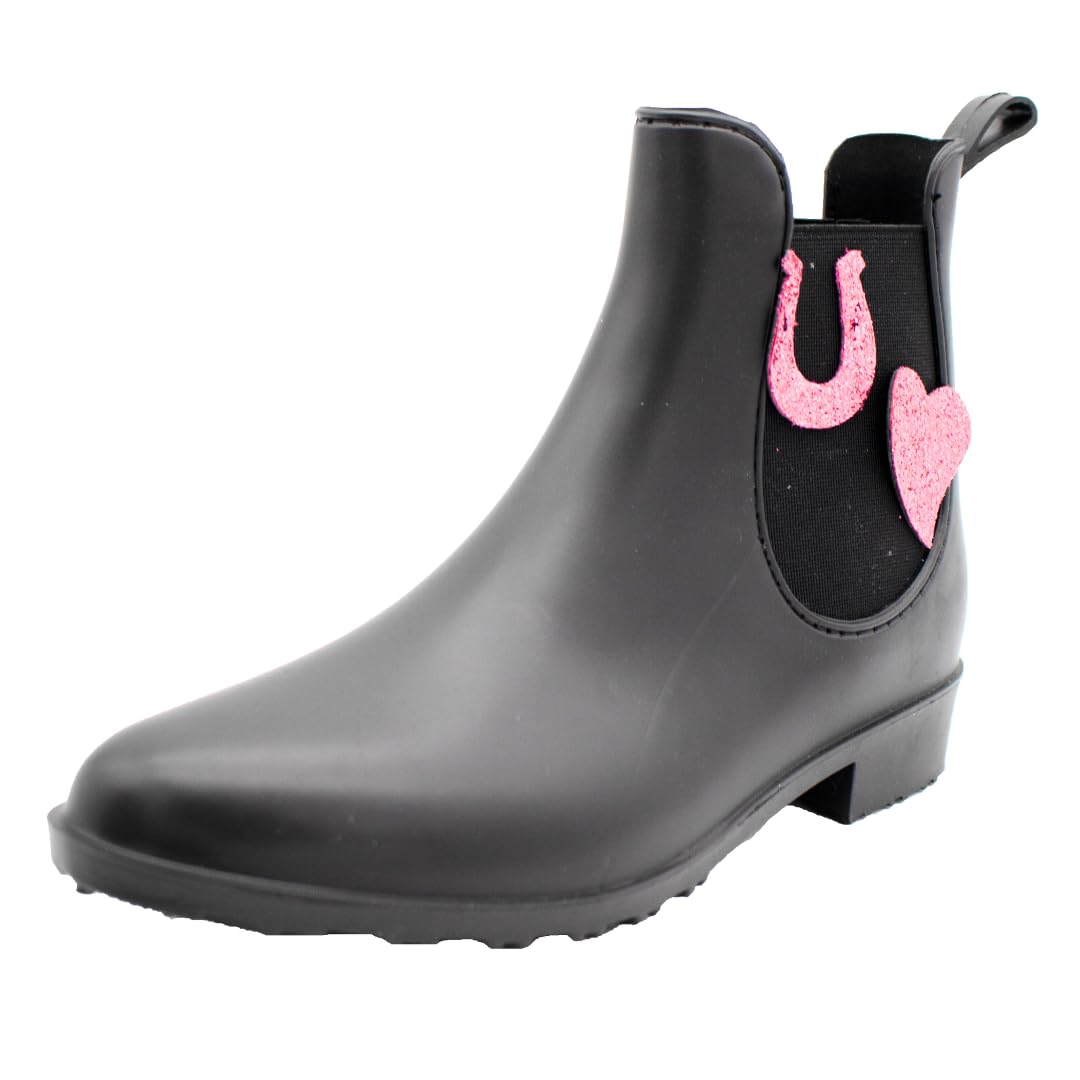PFIFF 102663 Kinder Stiefelette „Lucky“, wasserdichte Gummistiefel, Schwarz, 30-35