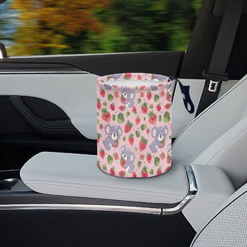 Image of Portable Cute Koala Bears Car Garbage Bin Reusable Car Trash Bin Car Trash Can Bags Collapsible Accessories Easy to Clean Car Interior Decoration Universal