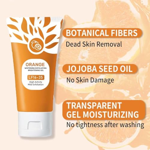 Image of Orange Exfoliating Gel for Face & Body - Deep Cleansing Moisturizing Scrub with Enzymes, ExfoliatorOrganicFacial Formula to Remove Blackheads & Smooth Skin, Suitable for All Skin Types
