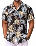 Picture of COOFANDY Men's Shirts Casual Botton Down Shirt Tropical Holiday Hawaiian Floral Shirts Big & Tall