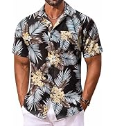 COOFANDY Men's Hawaiian Shirt Short Sleeve Floral Button Down Shirts Tropical Vacation Beach Shir...