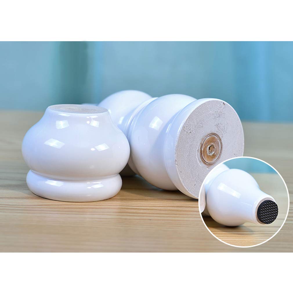 4 Gambe per Mobili in Legno Massello,Gamba Divano,Gambe per Tavolino,Piede per Armadio,Asta Filettata M8,per Comodino,Mobile TV,con Imbottitura Protettiva,Bianco (18cm/7.1in)