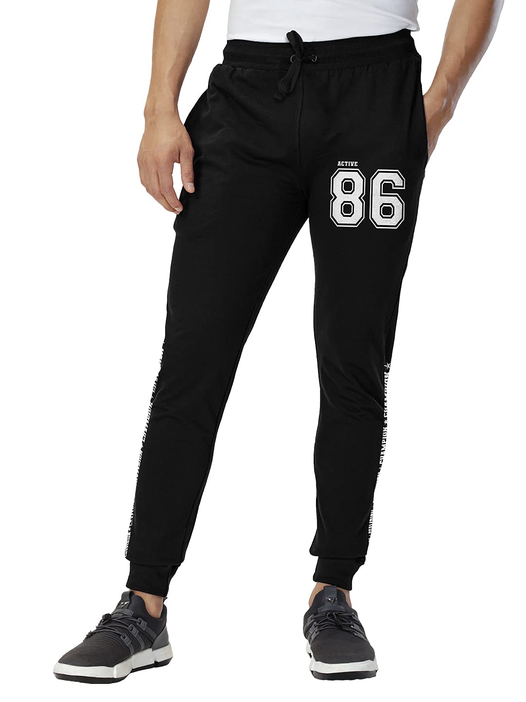 Champion Mens and Boys Graphic Printed Cotton Joggers Black