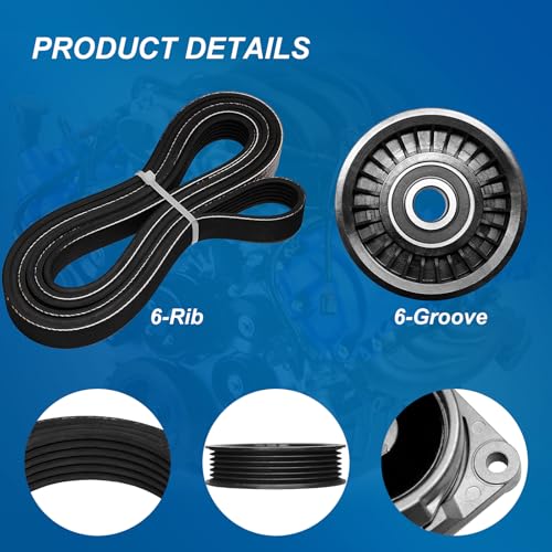Image of Serpentine Belt Drive Component Kit with Belt Tensioner & Idler Pulleys, Fit Ford Expedition 2009-2014, Explorer 2006-2010, F-150 /F-250 /F-350 2005-2006, Lincoln Navigator 2010-2014, Replaces 90K38274A