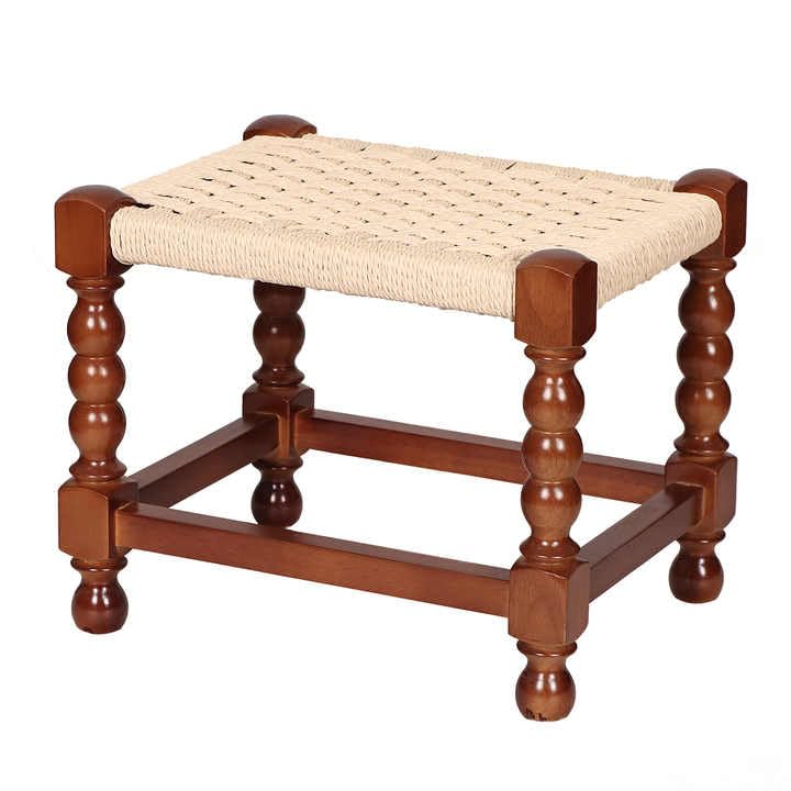 WOOD IS GOOD Wooden Handmade Woven Stool Small Square & Jute Stool || Charpai Khat Manjhi Wooden Small Decorative Chowki Handicrafts Gift Item Home & Living Room Decoration,-image-43