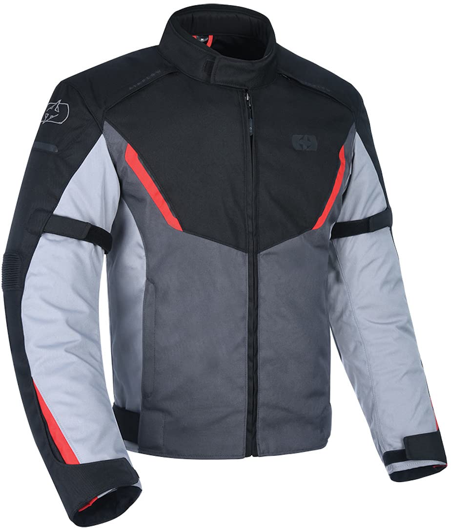 Oxford Men's Delta 1.0 Motorcycle Jacket, Black/Grey/Red, XL